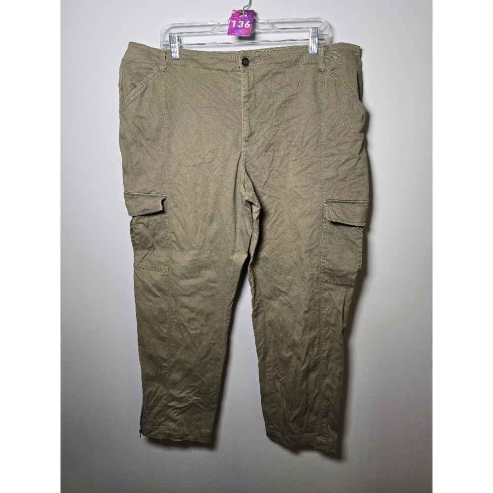 Chico's Womens Cargo Pants Olive Green Ankle Length Outdoor Hiking Size 3(XL)